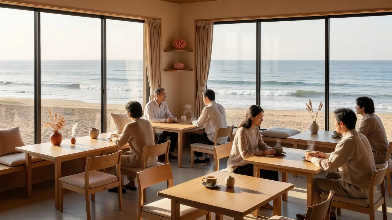 海を望む静かなシーサイドカフェ